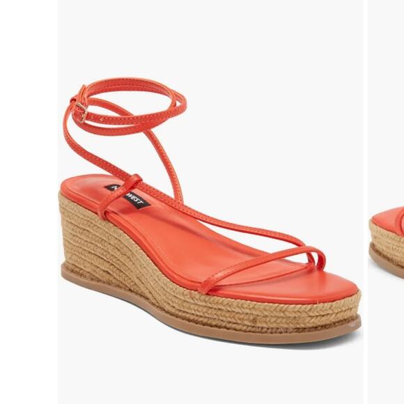 Nine West Alexx Orange Strappy Wedge Espadrille Sandal, NEW, Size 6, MSRP $89 - Picture 1 of 14